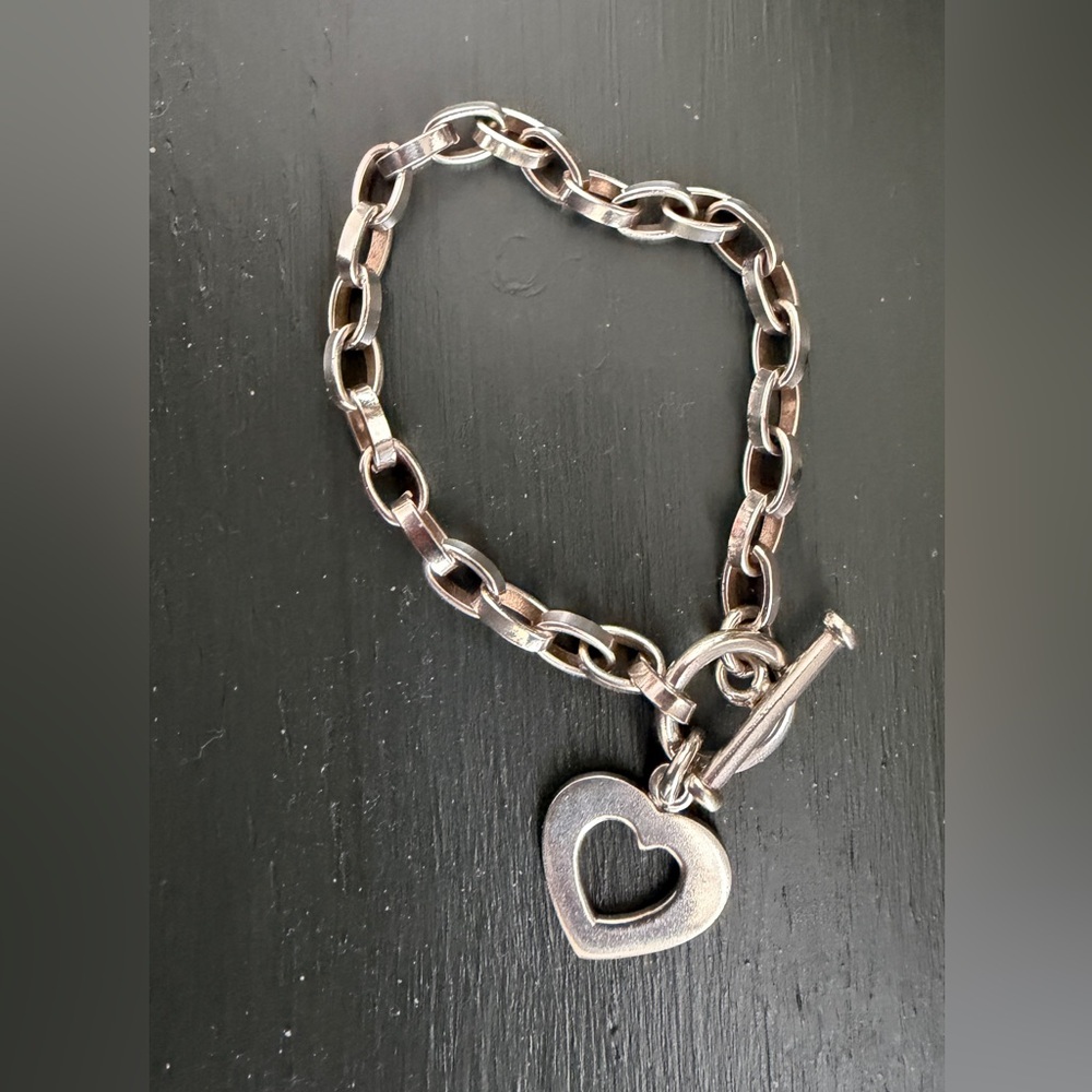 Silpada Silver Chain Bracelet with Heart Charm B0992